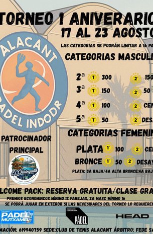 TORNEO 1 ANIVERSARIOALACANT PADEL INDOOR